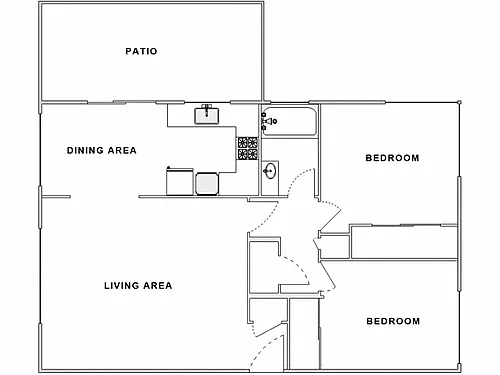 Floor plan 2 Bed / 1 Bath: Type A