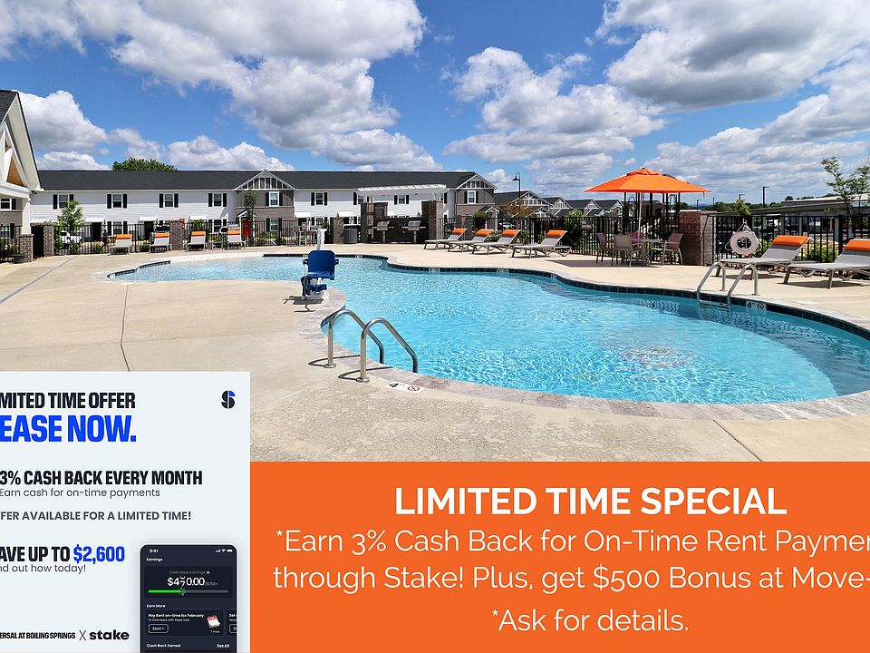 LIMITED TIME SPECIAL: *Earn 3% Cash Back for On-Time Rent Payments through Stake! Plus, get $500 Bonus at Move-In! *Ask for details