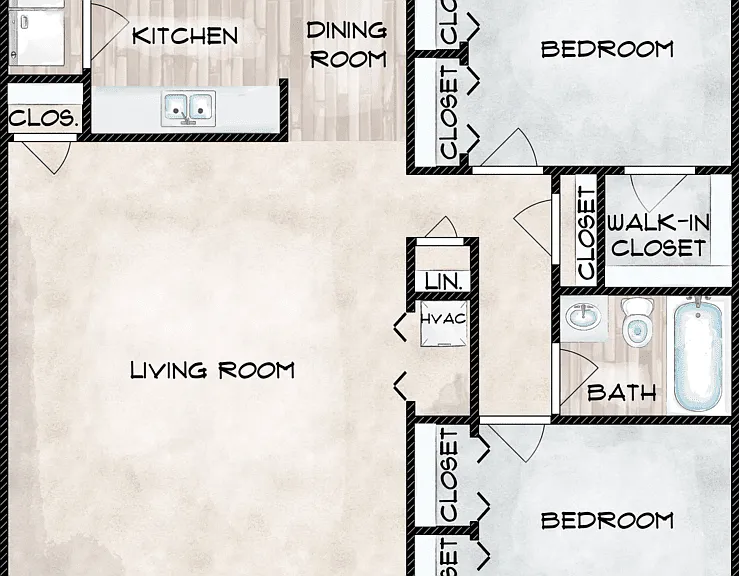 Two Bedroom Floorplan Diagram