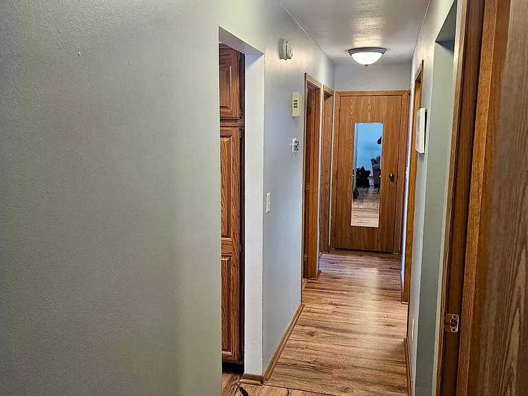 Freshly painted hallway with new LED lighting