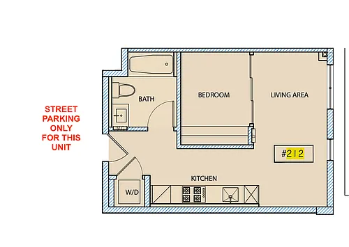 Floor plan Jr Studio Street Parking Only