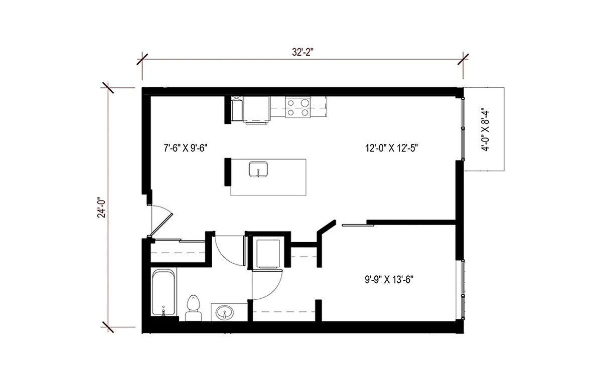 Floor plan 1 Bedroom - A16