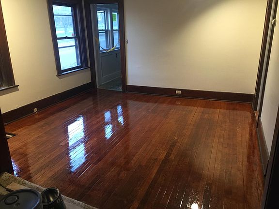 Dining room with refinished hardwood floor