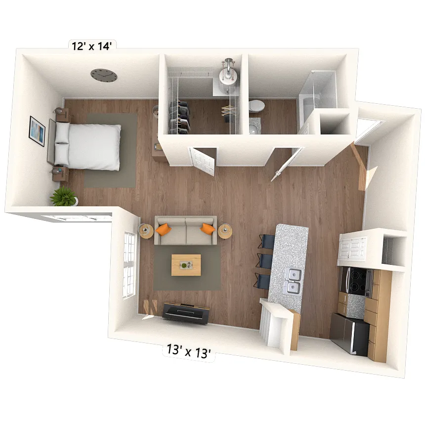 Floor plan Studio 0x1 497-776 SF