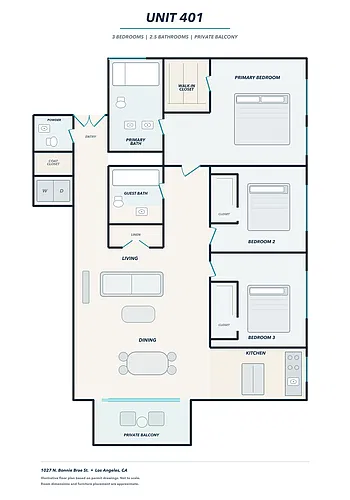 Floor plan 3 Bed - 2 and Half Bath - Plan 401