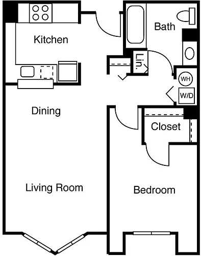 Floor plan 1 Bedroom B