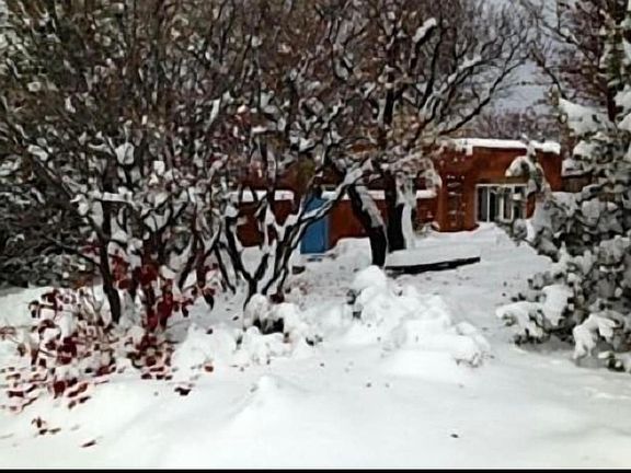 Snow melts quickly in Santa Fe. Fireplaces are extra cozy on cool days.
