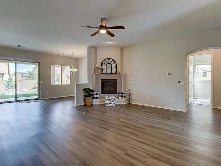 Living room into dining room