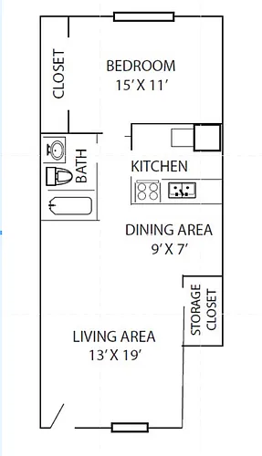 Floor plan 1 Bedroom 1 Bath Partial Renovation