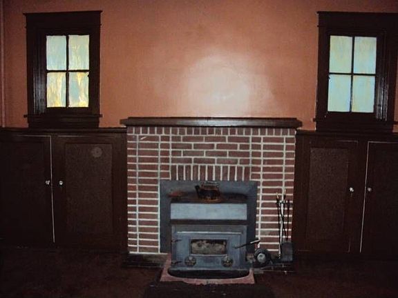 Brick fireplace