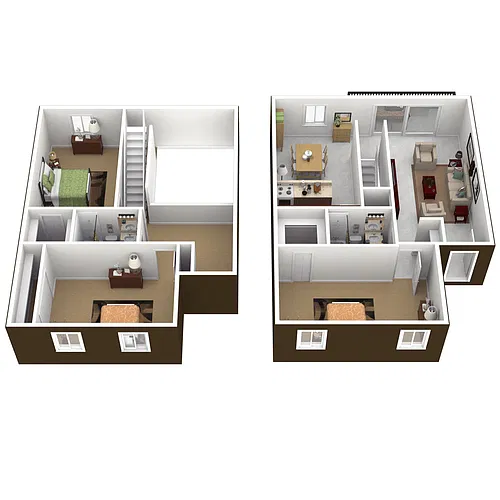 Floor plan 2 Bedroom, 1.5 Bathroom