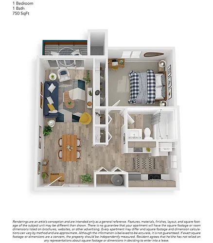 Floor plan 1x1 Upgraded