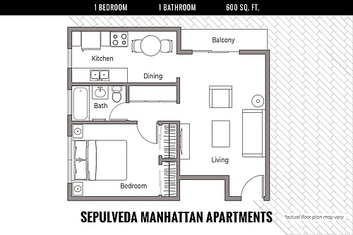 Floor plan 1 Bed 1 Bath