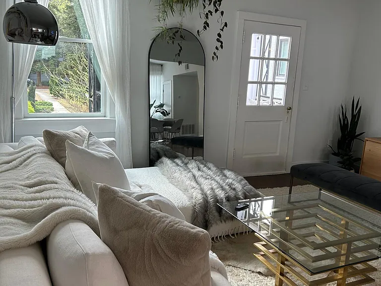 Living room with RH couch