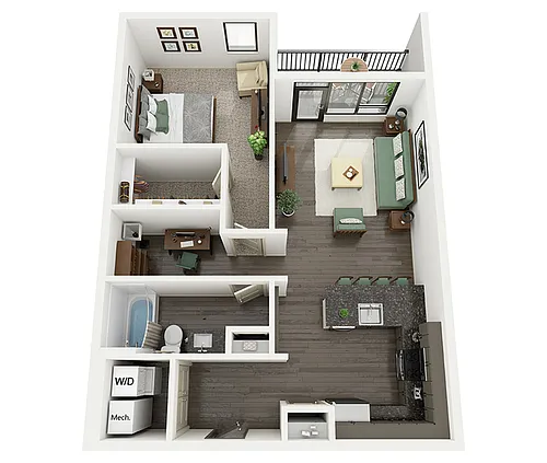Floor plan 1B1BD-H - The Hammet