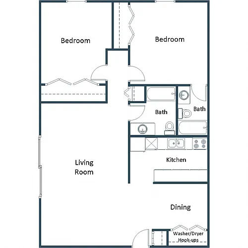 Floor plan Two Bedroom 22A