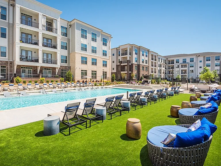 Our pool area includes ample lounging areas