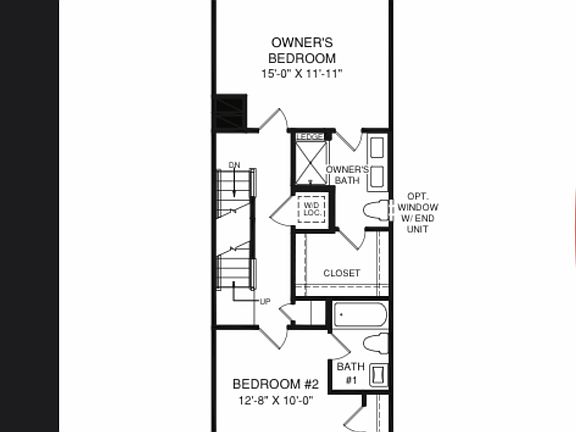 The layout of the Master Bedroom ($1200) with a master bath and the walk-in closet