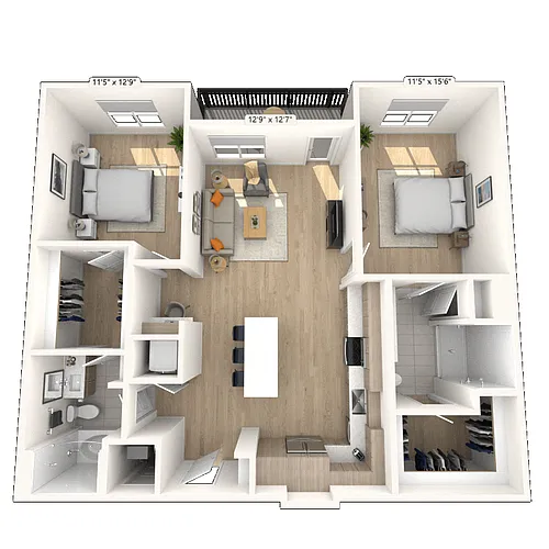 Floor plan B6 2x2 1205 SF