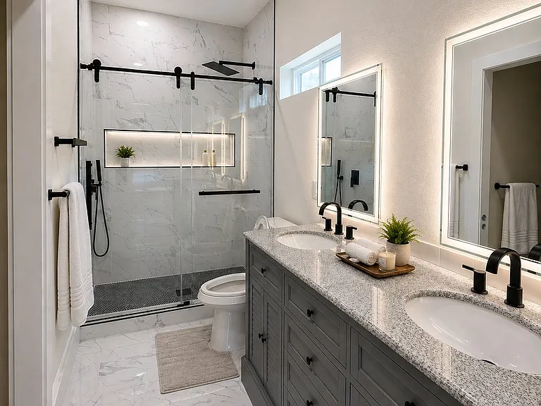 ENHANCED AND VIRTUALLY STAGED WITH AI. Suggested decorations are not found in the property.