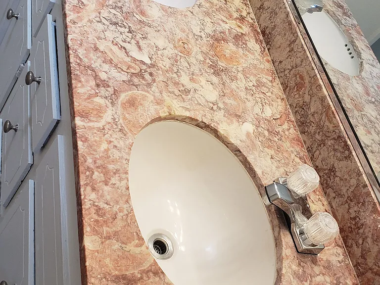Double sinks in bathroom.