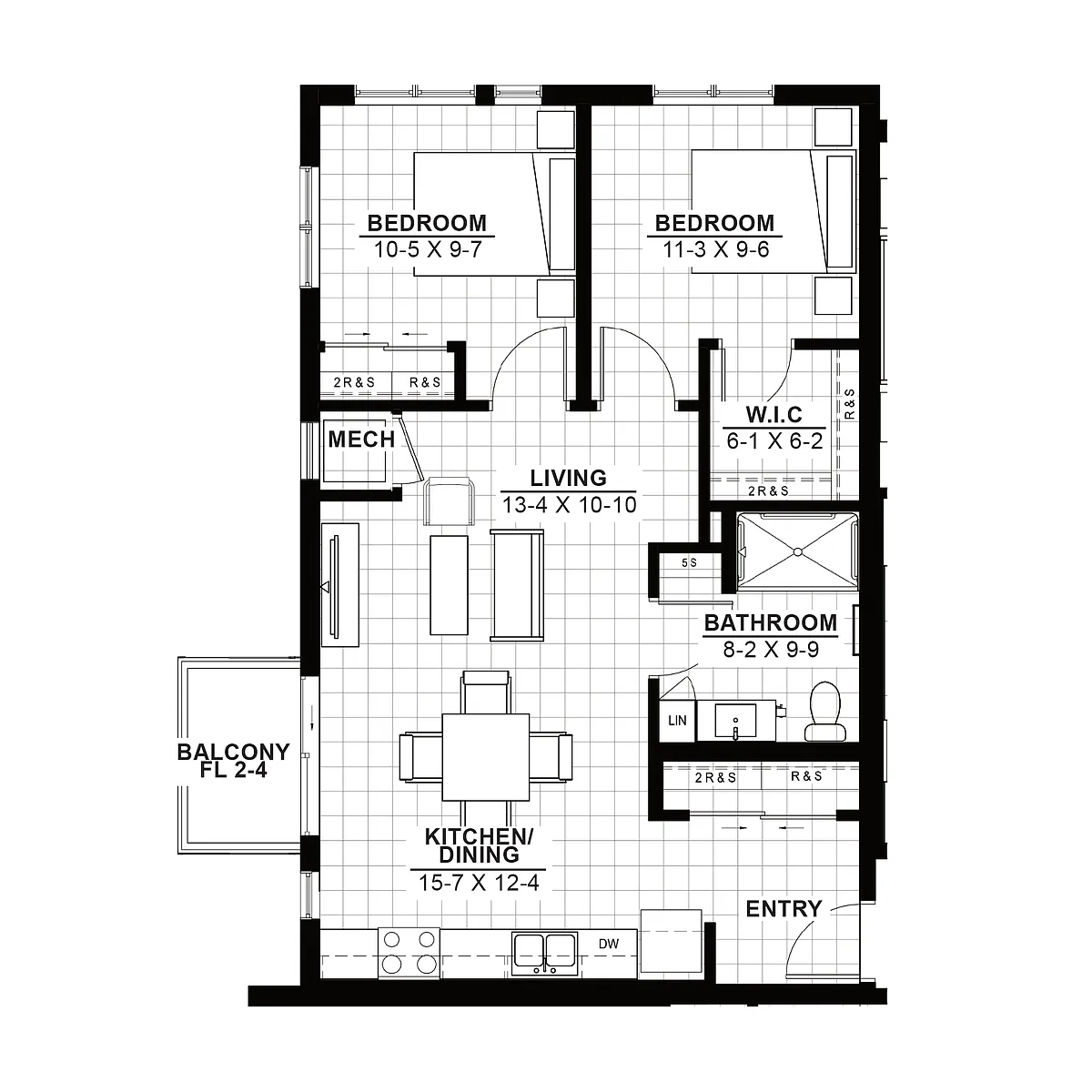 Floor plan 2 Bedroom (60)