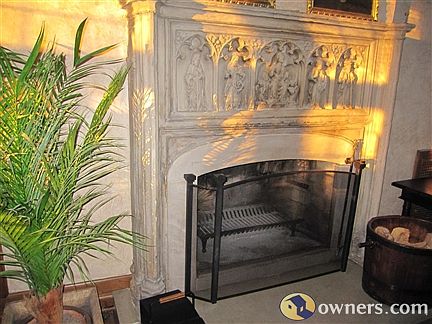 Large wood-burning fireplace in great room