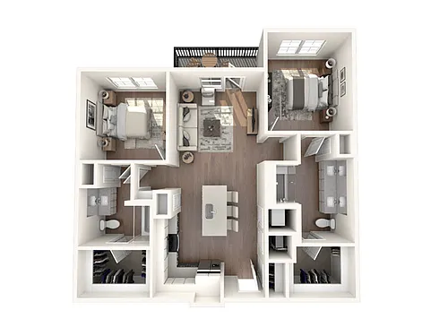 Floor plan 2 Bed, 2 Bath A (80% Income Restricted)