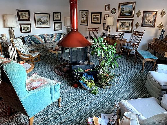 Living area with fireplace
