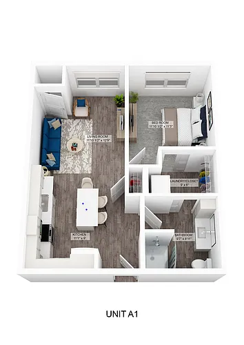 Floor plan Hockey - 1 Bedroom 50%