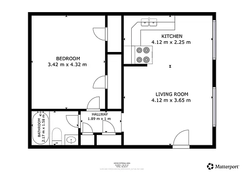 Floor plan 1 Bedroom, 1 Bath