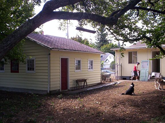 very large fenced yard