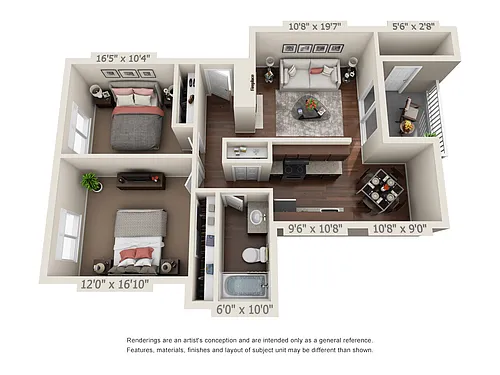 Floor plan 2 Bedroom / 1 Bathroom