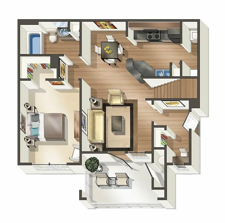 Floor plan A4 - Timberlake - One Bedroom, One Bathroom