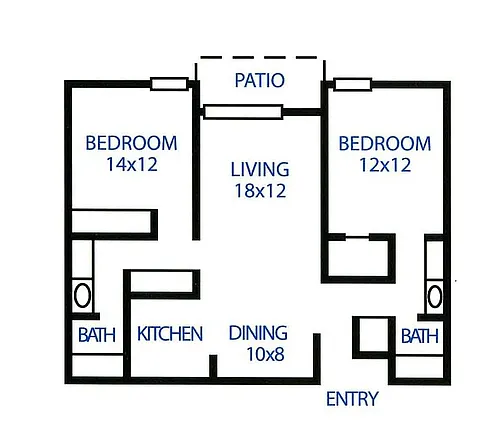 Floor plan Two Bedroom, Two Bath