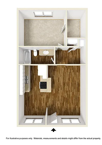 Floor plan 1 Bedroom, 1 Bathroom Plan A