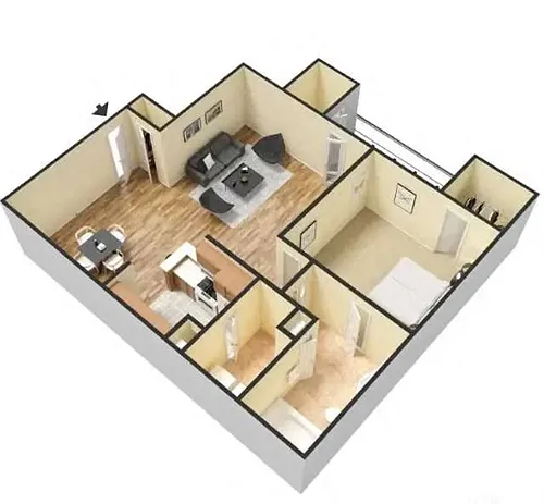 Floor plan 1 Bedroom, 1 Bathroom