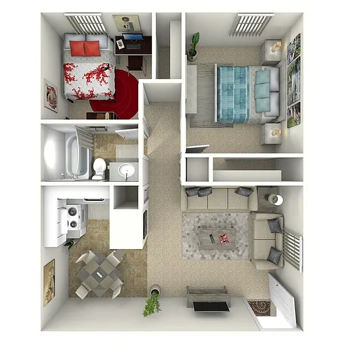 Floor plan 2 Bed 1 Bath Up