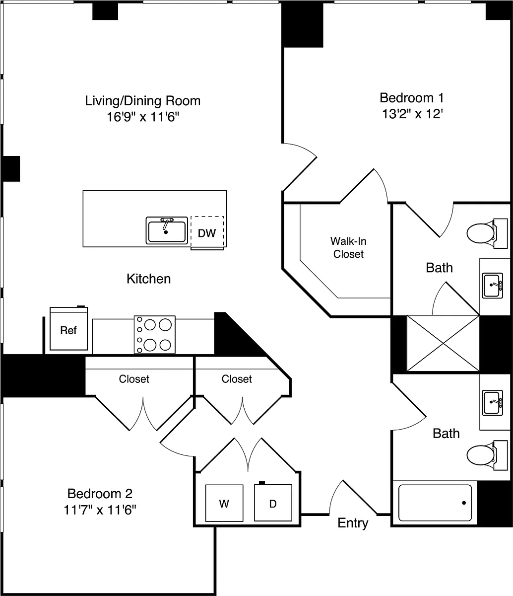 Floor plan 2 Bedroom F