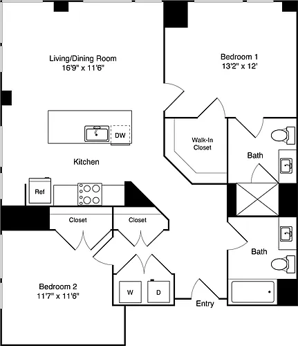 Floor plan 2 Bedroom F