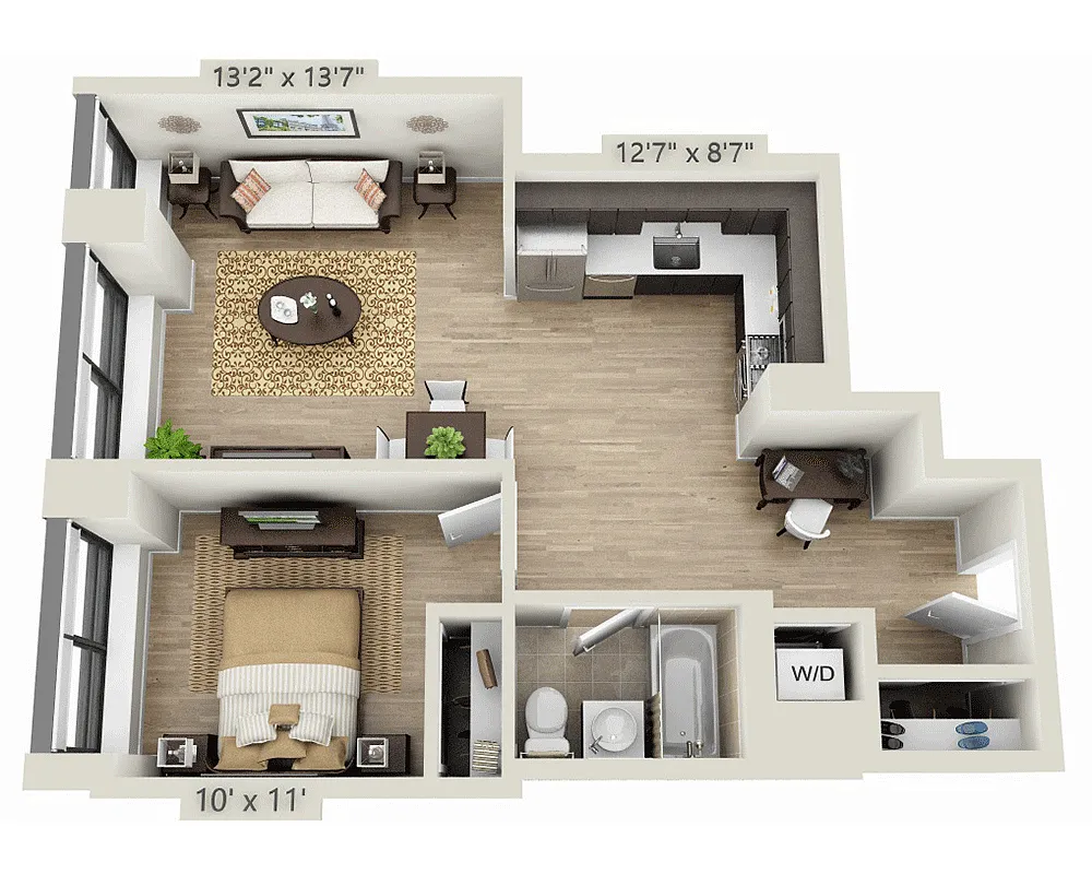 Floor plan One Bedroom A1A
