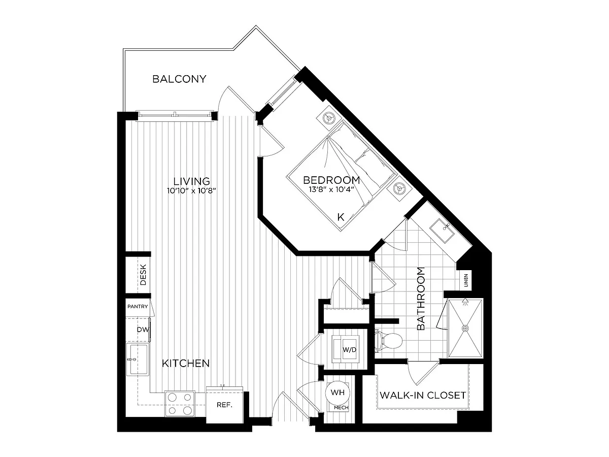 Floor plan 1 Bed/1 Bath-A2