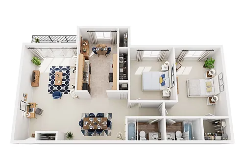 Floor plan 2 Bedroom 2 Bath