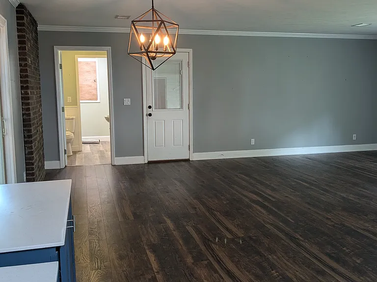 Living and dining area viewed from the kitchen