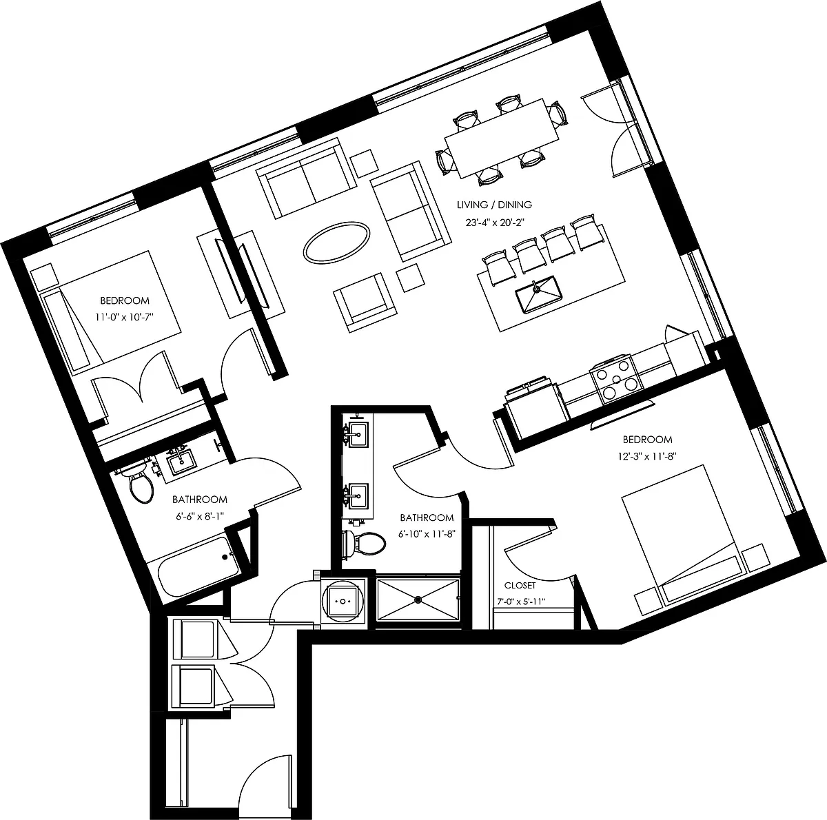 Floor plan B6 - Two Bedroom
