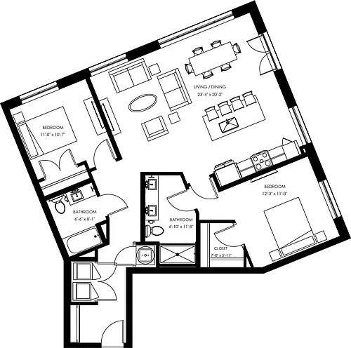 Floor plan B6 - Two Bedroom