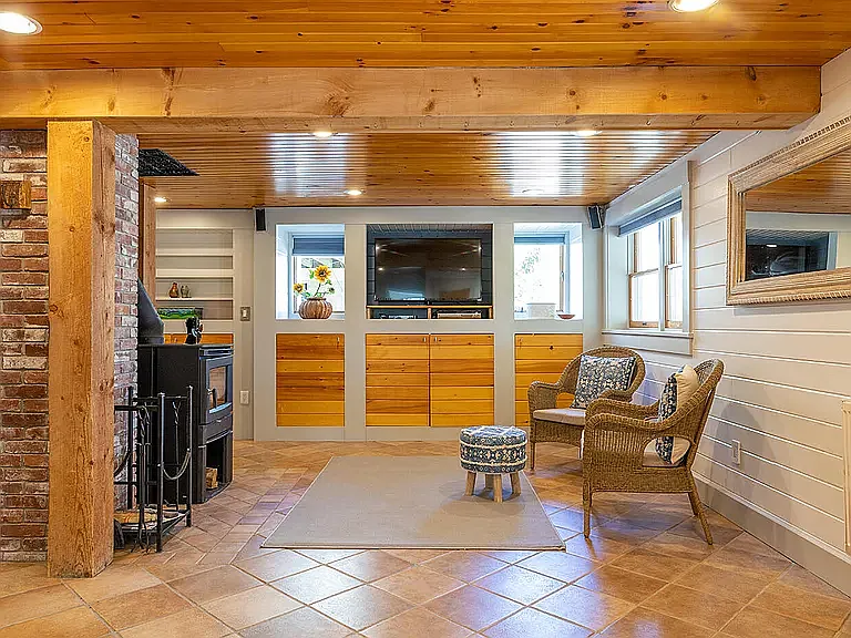 Basement den with smart tv