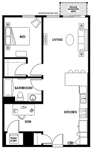 Floor plan AD3 One Bed + Den