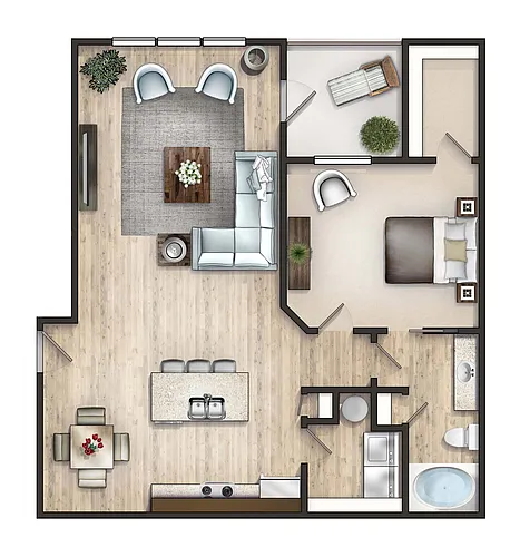 Floor plan The Upper Flat Rock with Great Room and Balcony