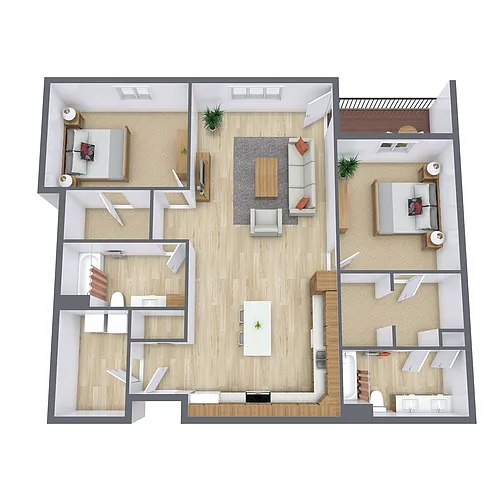 Floor plan Two Bedroom 22D